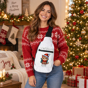 Sac À Bandoulière Kitten de Noël mignon personnalisé
