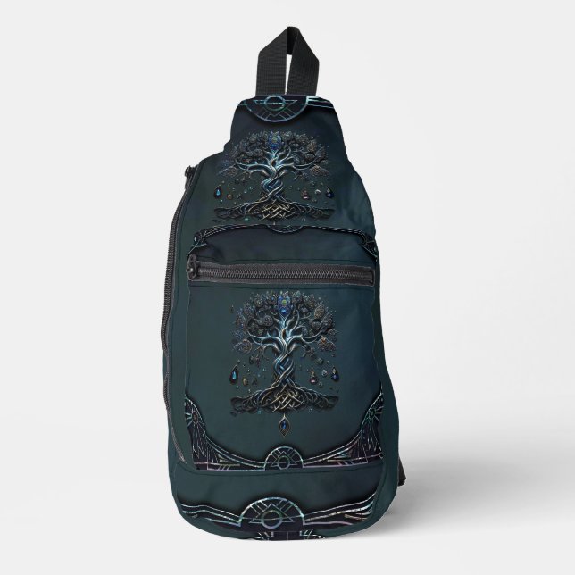 Sac À Bandoulière La brillance de l'arbre de vie les pierres précieu (Recto)