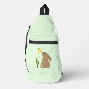 Sac À Bandoulière Lapin de Pâques et fleur de jonquille