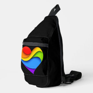 Sac À Bandoulière Le cœur en forme de SlipperyJoe arc-en-ciel rouge 