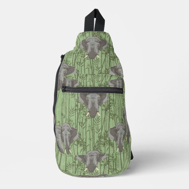 Sac À Bandoulière Le Motif blanc des éléphants majestueux Lotus (Recto)