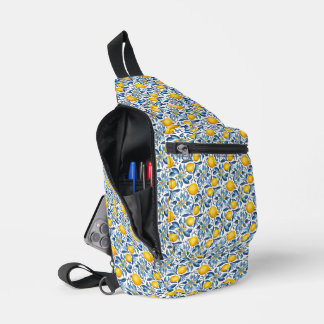 Sac À Bandoulière Lemon Botanical Blue and Yellow Summer Print
