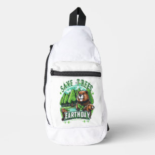 Sac À Bandoulière Les castors sauvent les arbres sur le Jour des ter