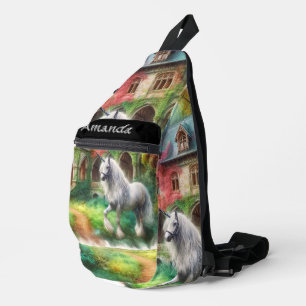 Sac À Bandoulière Licorne et Château Aquarelle Filles