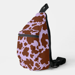 Sac À Bandoulière Lilac Purple moderne et peau Brown de vache Imprim