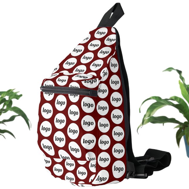 Sac À Bandoulière Logo Motif Business Promotion Bourgogne Rouge (Simple logo with custom text business branding promotional burgundy red sling bag)