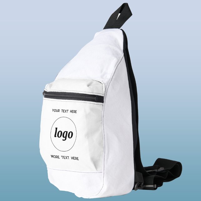 Sac À Bandoulière Logo Texte Entreprise Promotion Marque Blanc (Logo with custom text business branding promotional cross body sling bag)