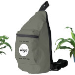 Sac À Bandoulière Logo Texte Entreprise Promotion Marque Sage Vert<br><div class="desc">Ajoutez votre propre logo et du texte personnalisé à cette conception. Supprimez le texte supérieur ou inférieur si vous préférez. Ajoutez un nom, un slogan d'entreprise, un numéro de téléphone ou une adresse Web. Minimaliste et professionnel. Idéal pour un produit promotionnel pour vos employés, employés, clients et clients. Idéal pour...</div>