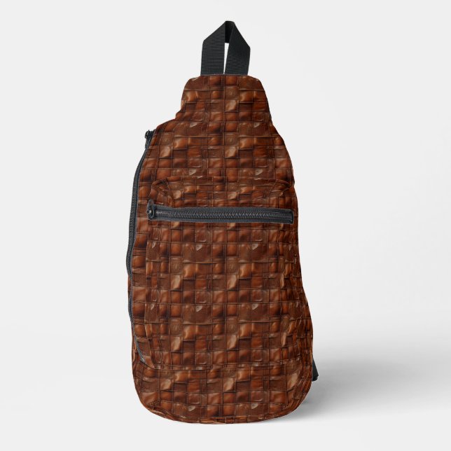 Sac À Bandoulière Look en cuir marron polyvalent  (Recto)