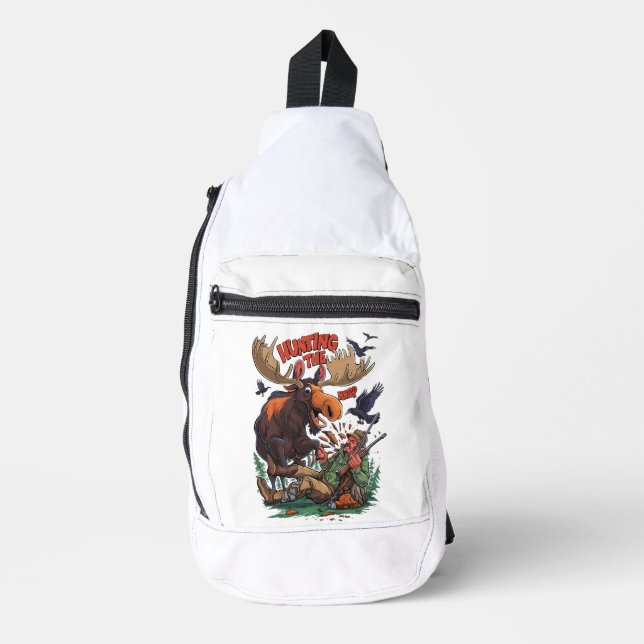 Sac À Bandoulière L'orignal et le chasseur de chasse (Recto)