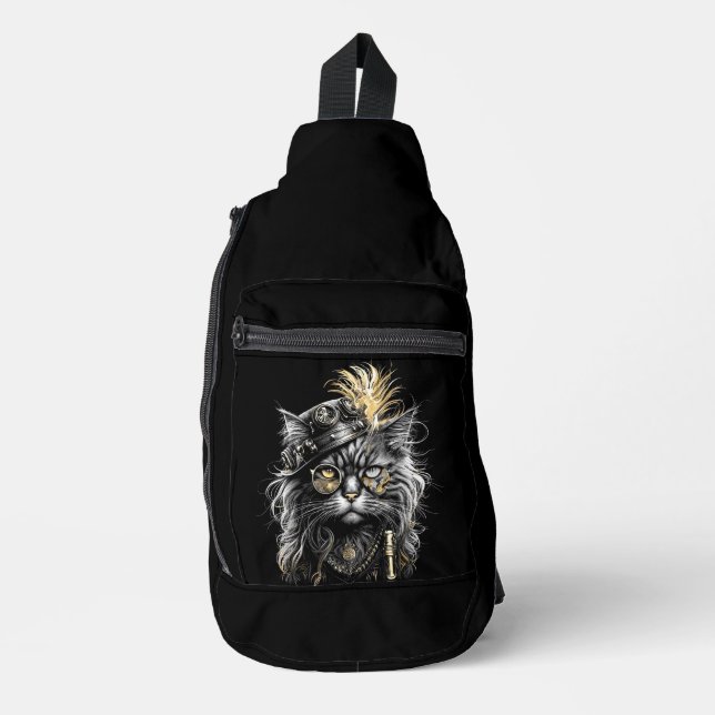 Sac À Bandoulière Magnifique chat steampunk (Recto)
