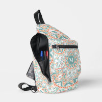 Mandala Peach Motif Turquoise Monogramme