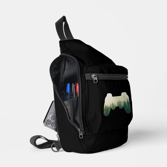 Sac À Bandoulière Manette de jeu et forêt nature (Ouvrir)