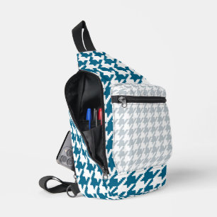 SAC À BANDOULIÈRE MARINE BLEU ET PALE GRAS HERRINGBONE MOTIF