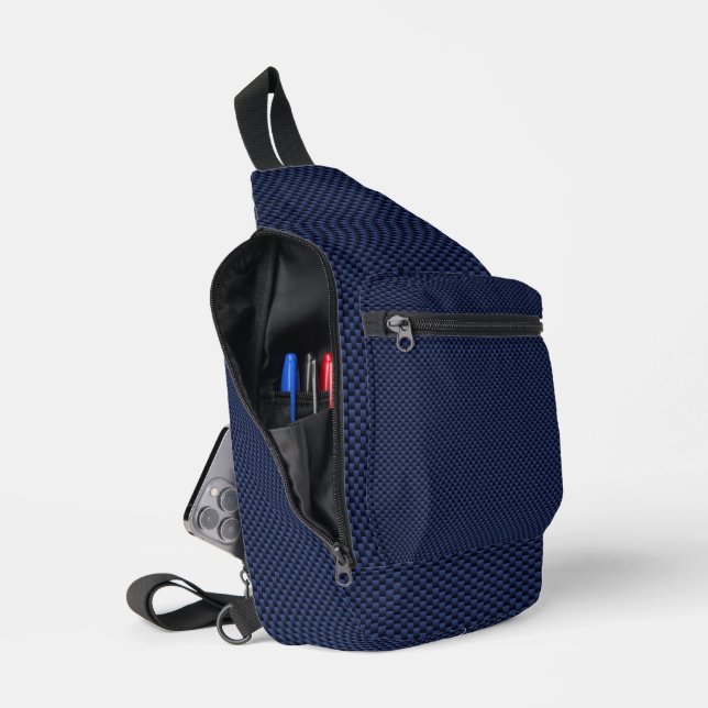 Sac À Bandoulière Marine Blue Automotive Carbon Fiber Tressage d'imp (Ouvrir)