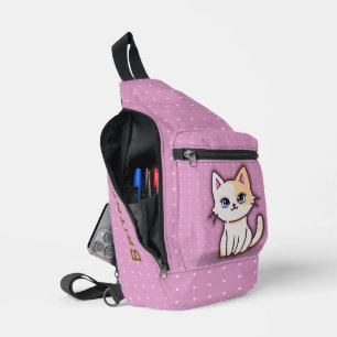 Sac À Bandoulière Mignon Kitty Chat Rose Personnalisé Spirale