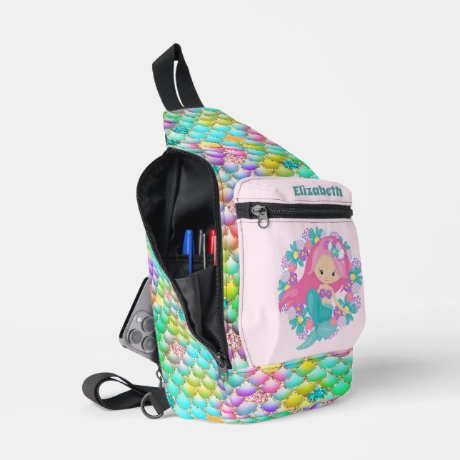 Sac À Bandoulière Mignonnes filles sirène imaginaire ajouter nom (Ouvrir)