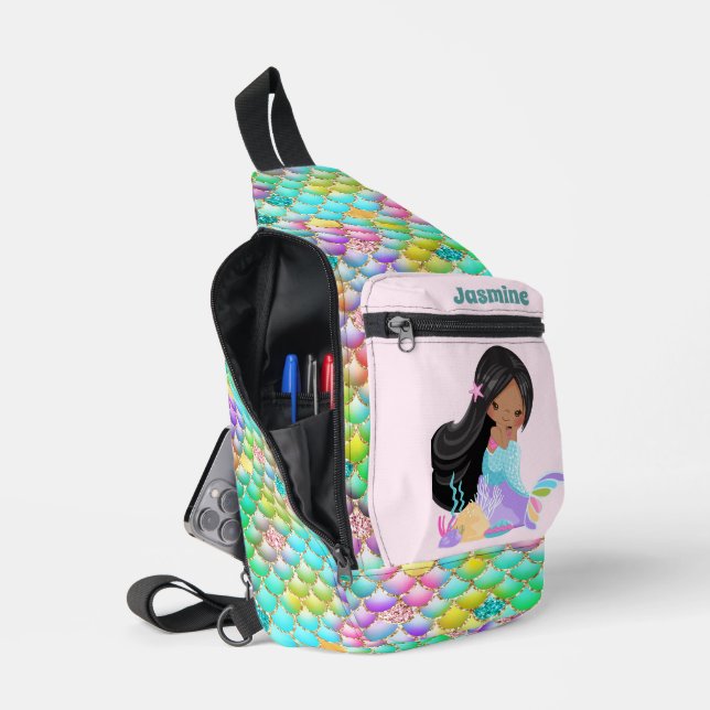 Sac À Bandoulière Mignonnes filles sirène imaginaire ajouter nom (Ouvrir)