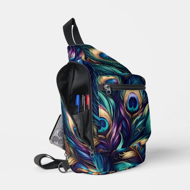Sac À Bandoulière Modèle Peacock plume unique (Ouvrir)