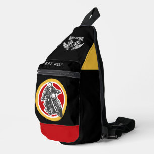 Sac À Bandoulière Moderne né pour chevaucher la moutarde rouge noir