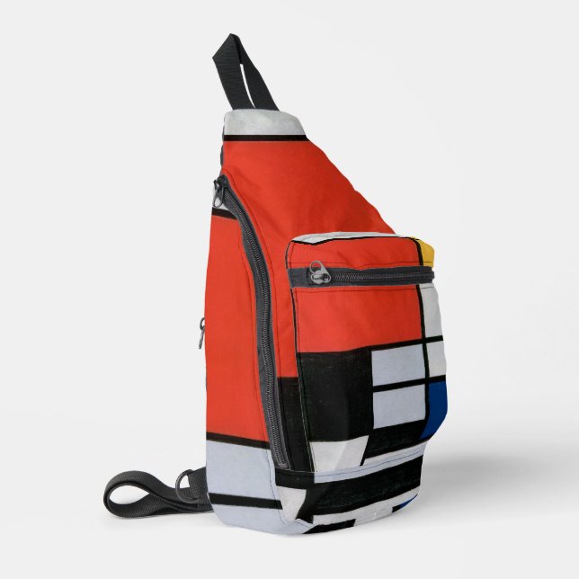 Sac À Bandoulière Mondrial Composition Rouge Jaune Bleu Noir (Coin gauche)