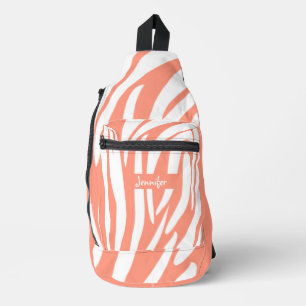 Sac À Bandoulière Monogramme Coral rose rayé Zèbre motif tendance