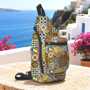 Sac À Bandoulière Monogramme de carreau géométrique orange méditerra