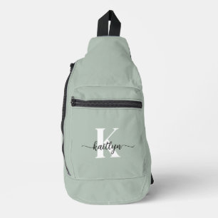 Sac À Bandoulière Monogramme de script vert Sage