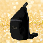 Sac À Bandoulière Monogramme d'or noir moderne Hommes Femmes Enfants<br><div class="desc">Créez votre propre script / typographie personnalisées, personnalisées et modernes monogramme monogrammed, durable Polyester Poplin, hommes femmes enfants jet solide noir vélo randonnée école université université voyage salle de sport plage carrosserie ou sur une épaule fourre-tout sac, avec taille / carrosserie réglable robuste (27"-38") ceinture avec connecteur pivotant en plastique,...</div>