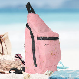 Sac À Bandoulière Monogramme doré minimaliste Saumon Pink Avion