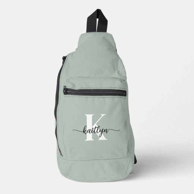 Sac À Bandoulière Monogramme écriture vert sauge (Recto)