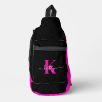 Monogramme élégant noir rose vif écriture