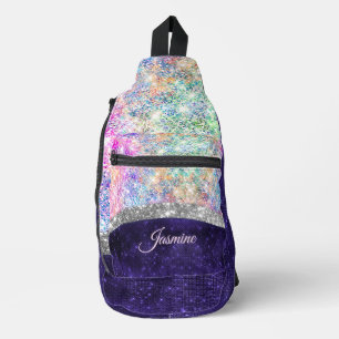 Sac À Bandoulière monogramme irisé de fausse parties scintillant vio
