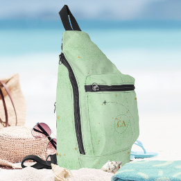 Sac À Bandoulière Monogramme minimaliste Gold Sage Green Avion