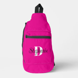 Sac À Bandoulière Monogramme Moderne Féminin Rose Noir et Blanc