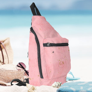 Sac À Bandoulière Monogramme moderne minimaliste Or foncé rose avion