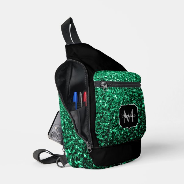 Sac À Bandoulière Monogramme noir émeraude vert fausse parties scint (Ouvrir)