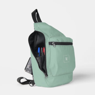Sac À Bandoulière monogramme personnalisé, vert sauge moderne