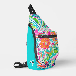 Sac À Bandoulière Monogramme Plage botanique tropicale initiale Été