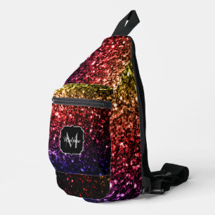 Sac À Bandoulière Monogramme rouge or violet faux parties scintillan