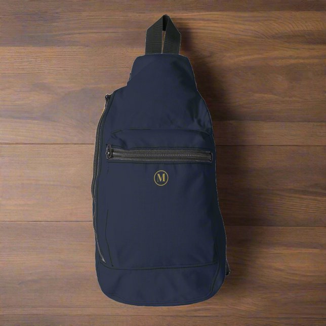 Sac À Bandoulière Monographie initiale en or bleu marine (Créateur téléchargé)