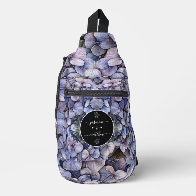 Sac À Bandoulière Moody Black Floral Classic Couple Names Wedding (Recto)