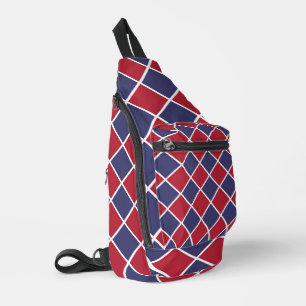Sac À Bandoulière Motif à carreaux diamant Harlequin rouge bleu blan