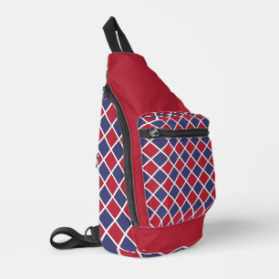 Sac À Bandoulière Motif à carreaux diamant Harlequin Rouge Bleu Blan