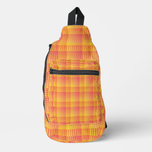 Sac À Bandoulière Motif Abstrait à Damier Rouge Jaune
