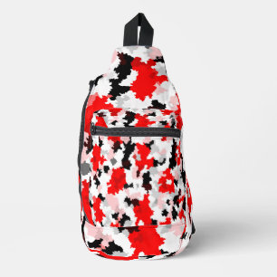 Sac À Bandoulière Motif Abstrait irrégulier Rouge noir blanc