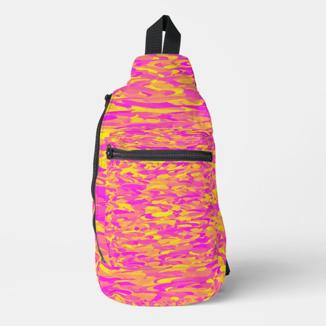 Sac À Bandoulière Motif Abstrait rose jaune orange (Recto)