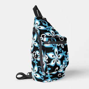 SAC À BANDOULIÈRE MOTIF ALOHA HAWAII EN NOIR/BLEU