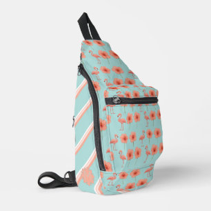 Sac À Bandoulière Motif aquarelle personnalisé Paradis Flamant Rose
