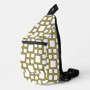 Sac À Bandoulière Motif carré moderne or sur blanc